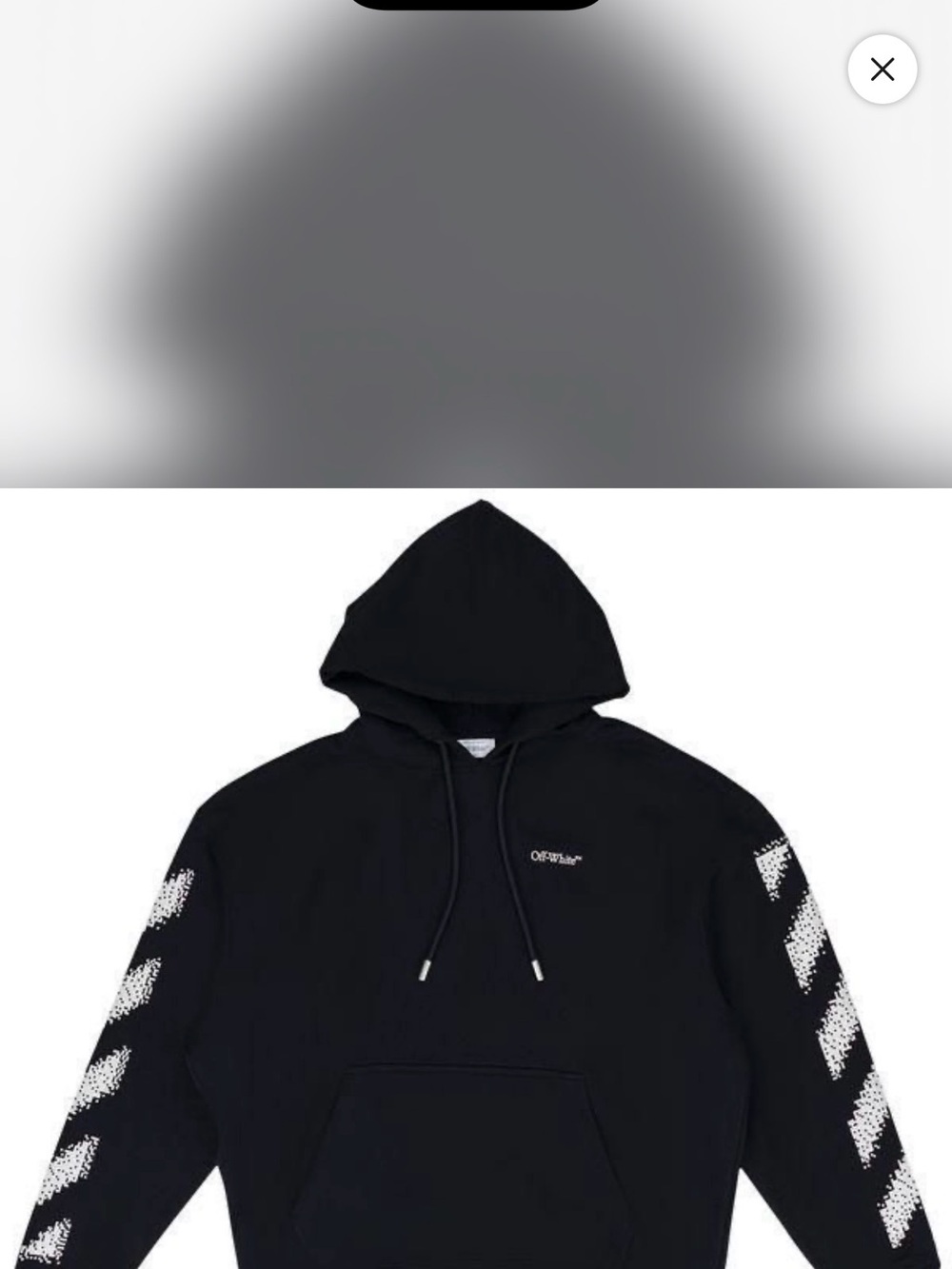 Off-White Black Hoodie with White Diagonal Sleeve Graphics